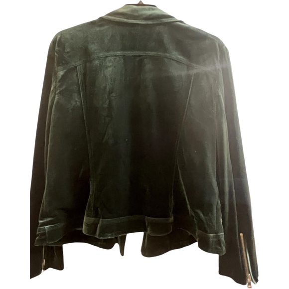INC International Concepts Glam Velvet Green Moto Jacket Blazer Plus Size XXL - Picture 3 of 14